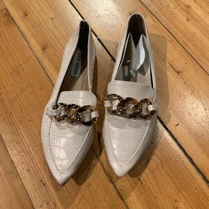 Steve Madden White Croc-Embossed Loafers
